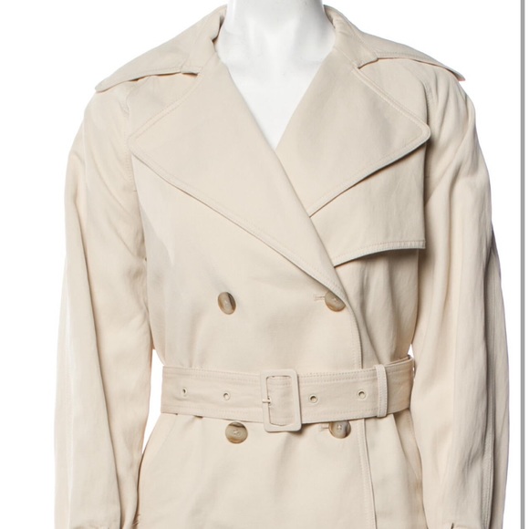 Vince S M Cropped Trench Coat Blazer Spring Jacket Ivory Cream Beige - Picture 4 of 14